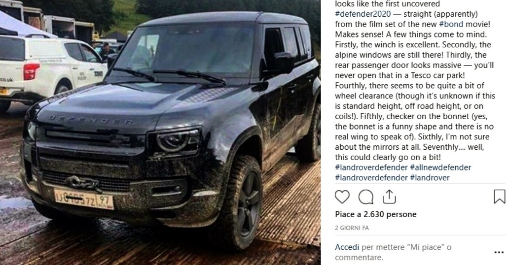 Nuova Land Rover Defender sul set di 007 “No Time To Die”