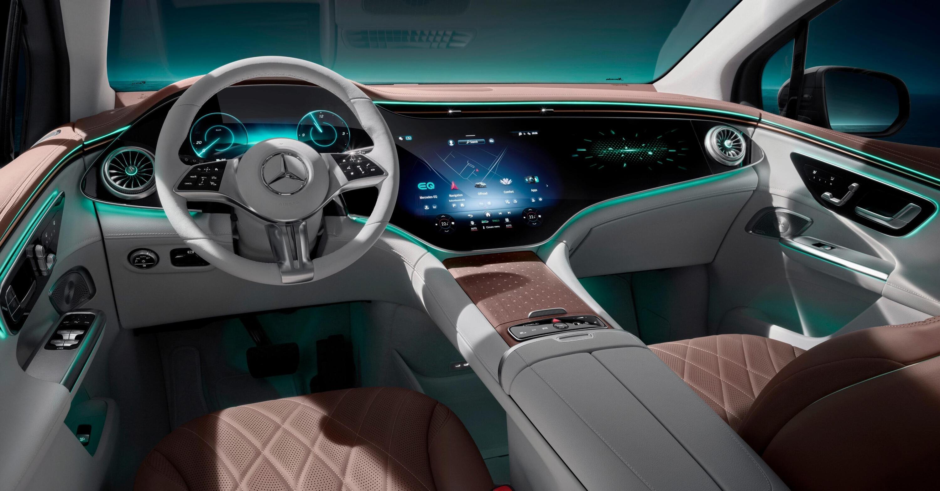 Svelati gli interni della nuova Mercedes EQE SUV spettacolo digitale